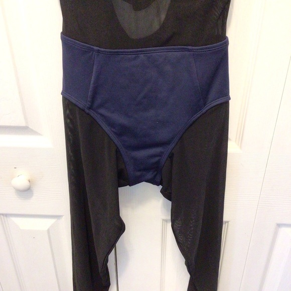 NWOT Jo + Jax Blue/Black Fame Colorblock Sleeveless 1pc Dance Unitard Size MA - Picture 6 of 11